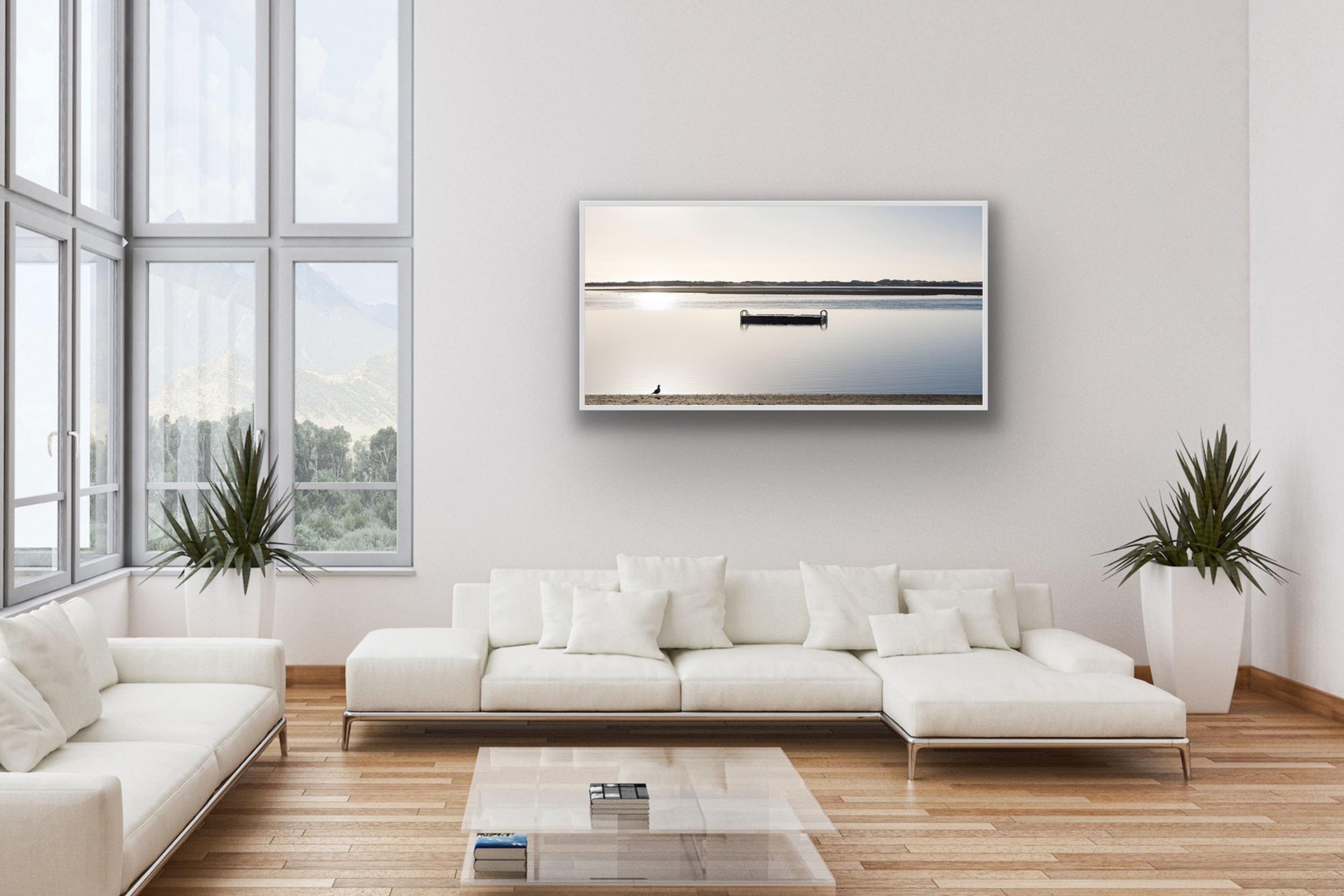 Mockup of the fine art print Sanctuary IV displayed in a contemporary living room