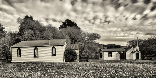 Cadrona Church and Hall sepia
