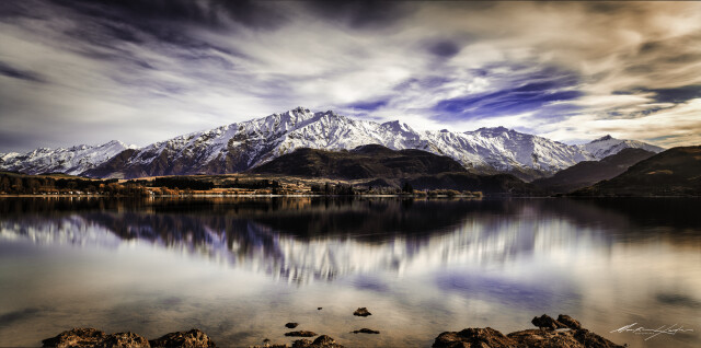 Glendhu Bay Snowy Hills 