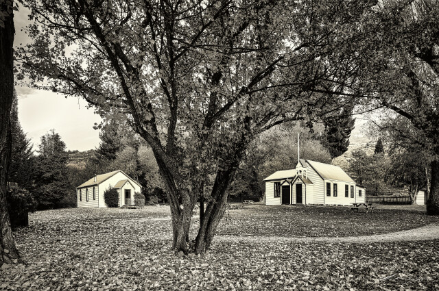 Cadrona Church and Hall sepia