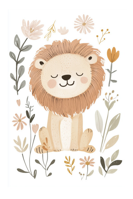 Lion in the Flowers