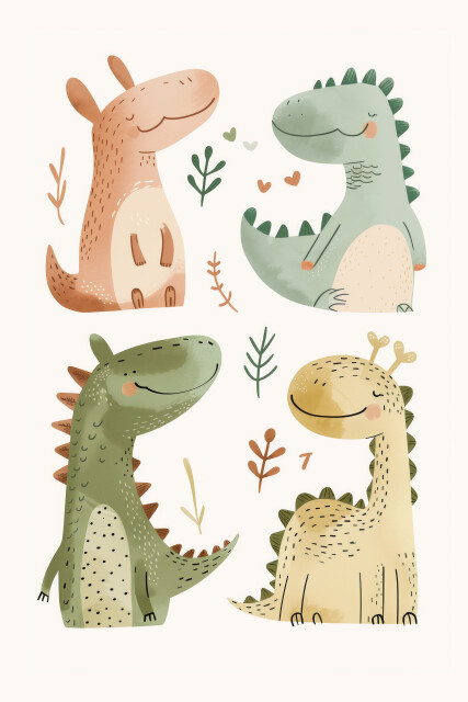 Four Friendly Dinos