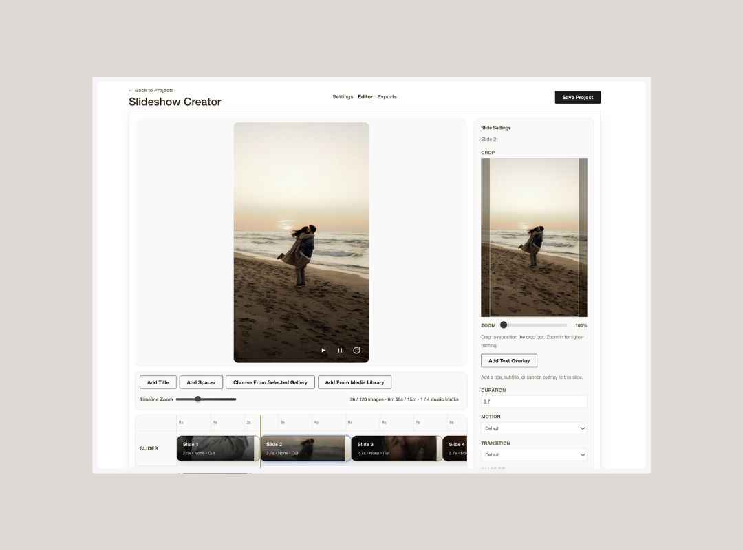 Slideshow Creator project setup in Workspace