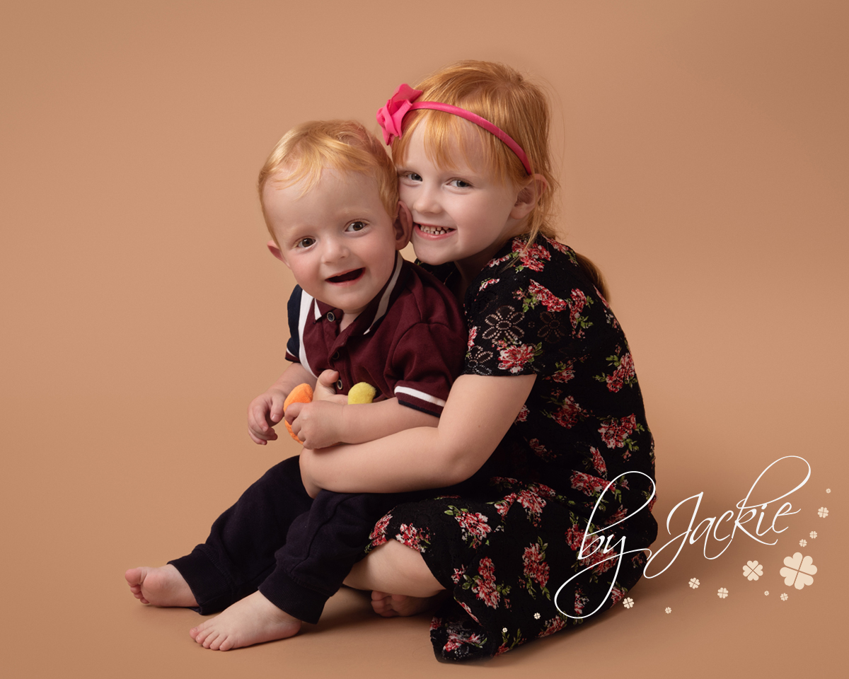 Siblings at family portrait photo session with Babies By Jackie Photography, Market Weighton, near Pocklington and York, North Yorkshire, UK