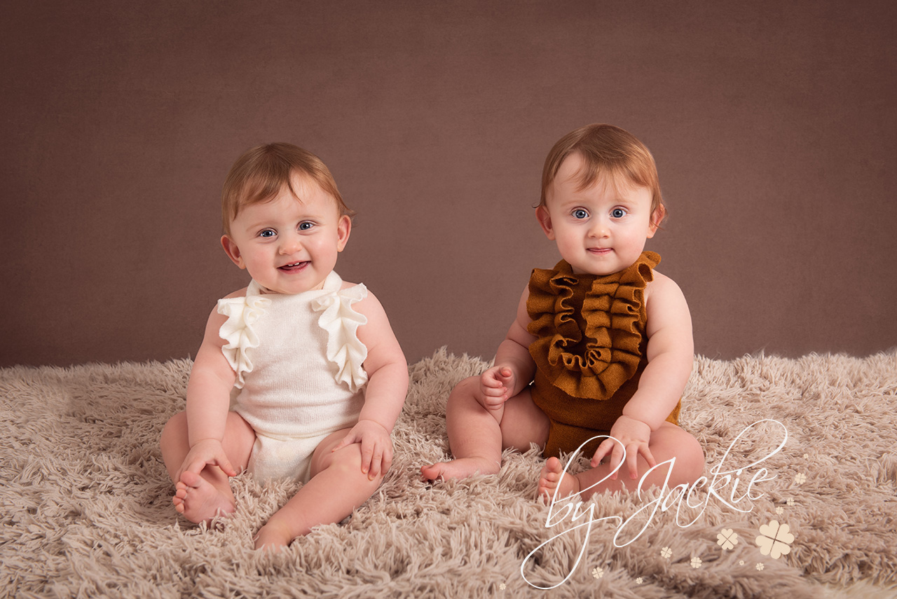 12 month twins sitter session with Babies By Jackie Photography York