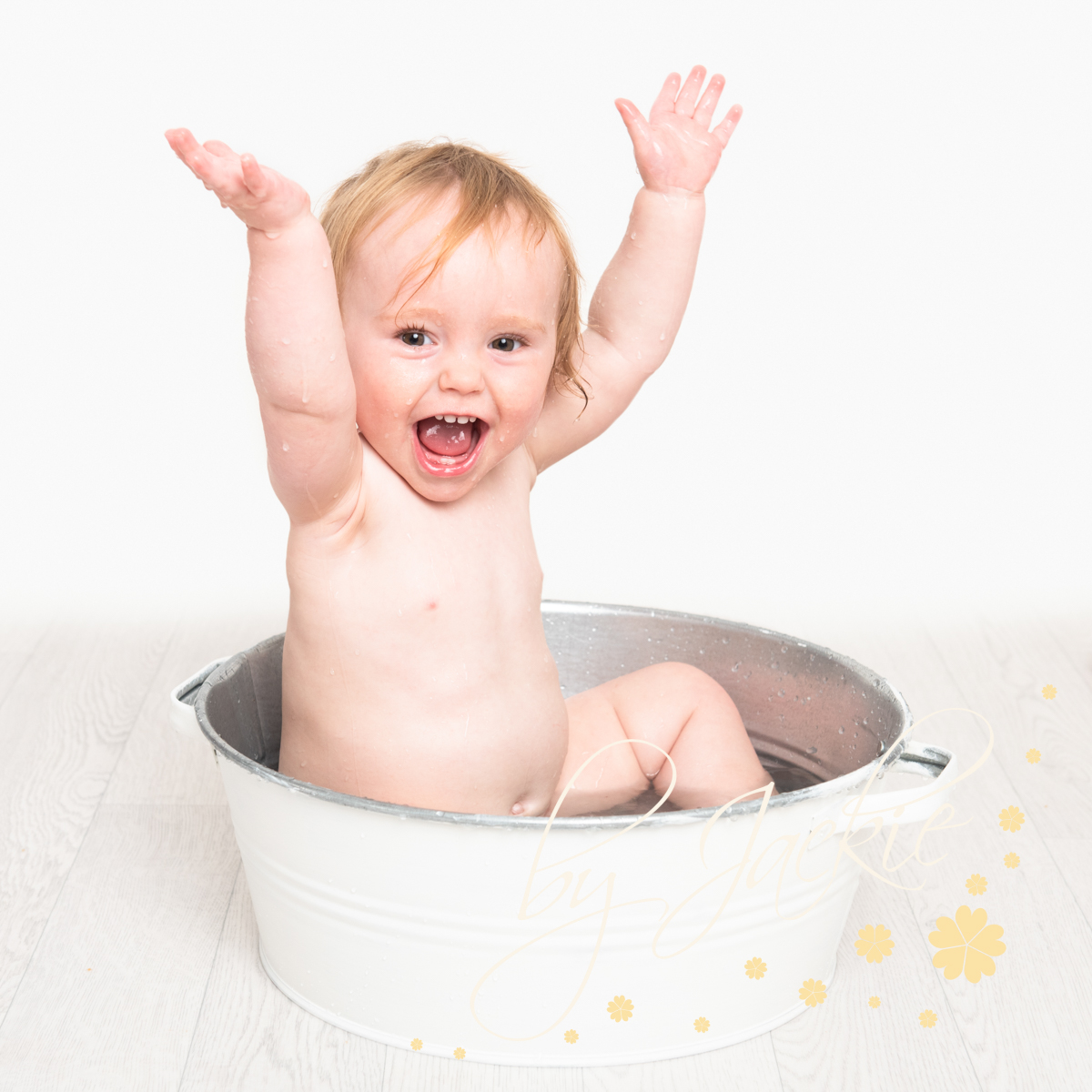 first birthday baby girl smash and splash milestone photo session by Babies By Jackie Photography near York, Pocklington and Malton, Yorkshire UK