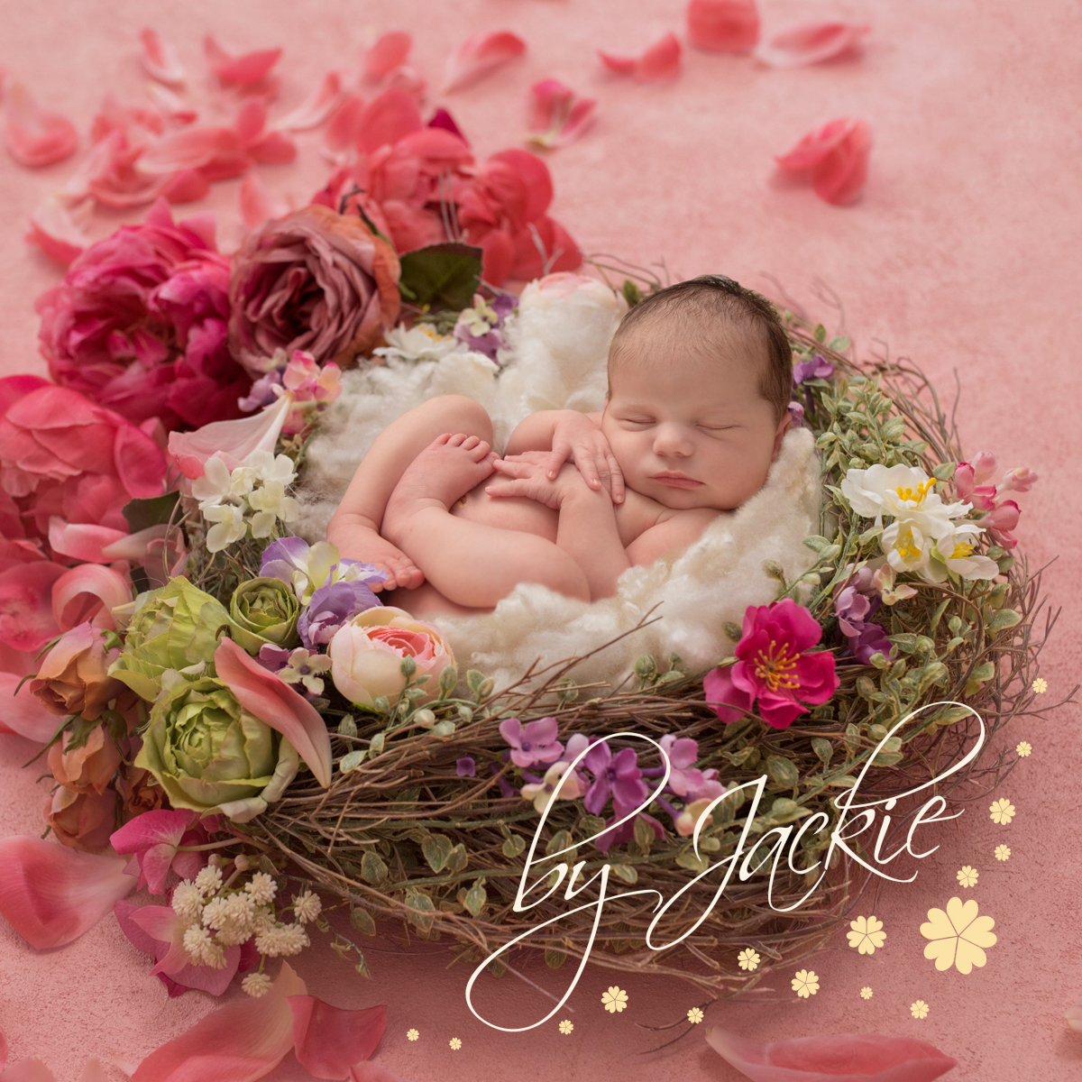Personalising your newborn portraits - image of a baby in nest