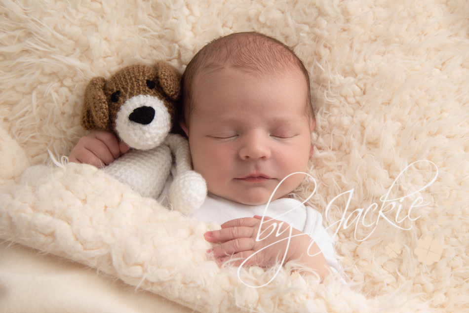 Baby boy with teddy by Babies By Jackie Photography, York, Leeds, Harrogate, Beverley