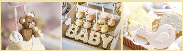 Baby themed cakes and biscuits