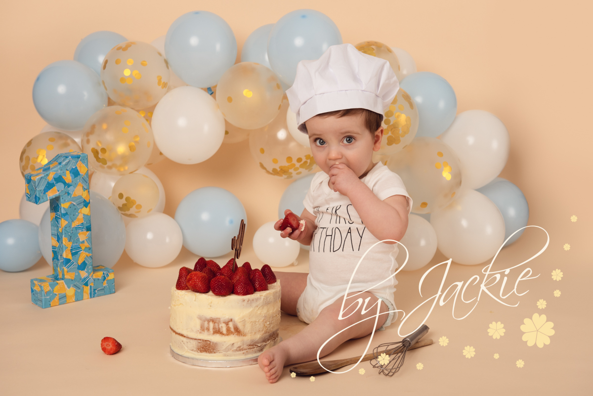 Cake smash and splash first birthday photoshoot with Babies By Jackie York Leeds Harrogate