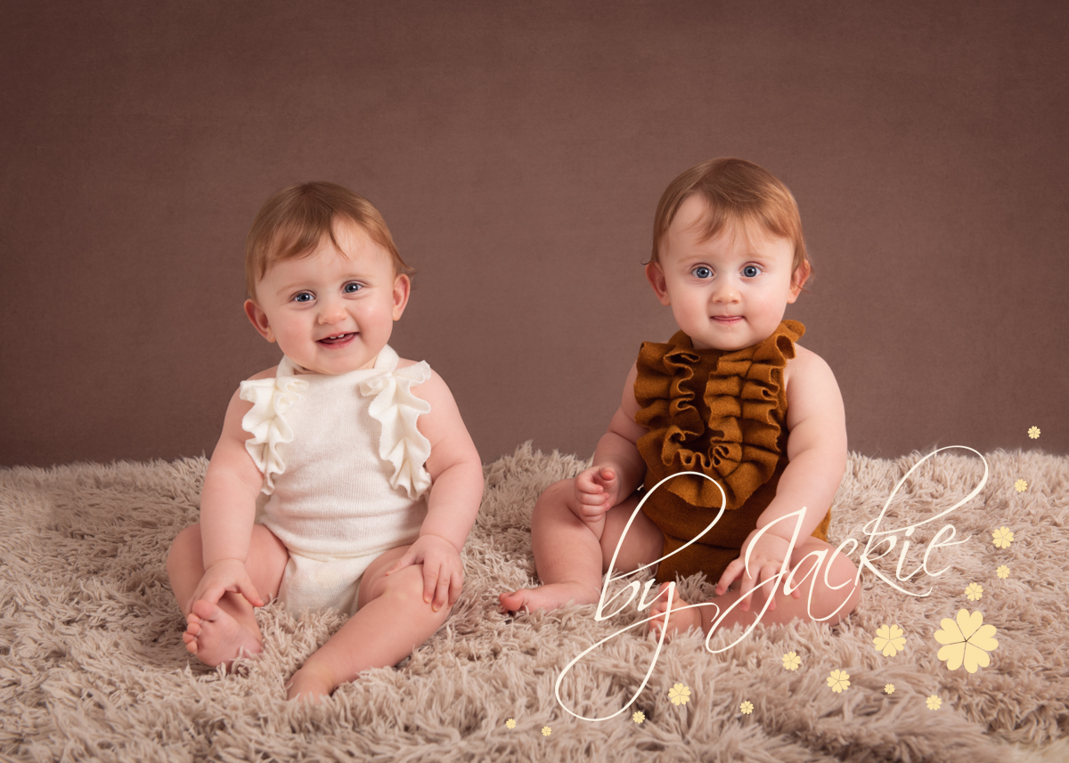 12 month twins sitter session with Babies By Jackie Photography York