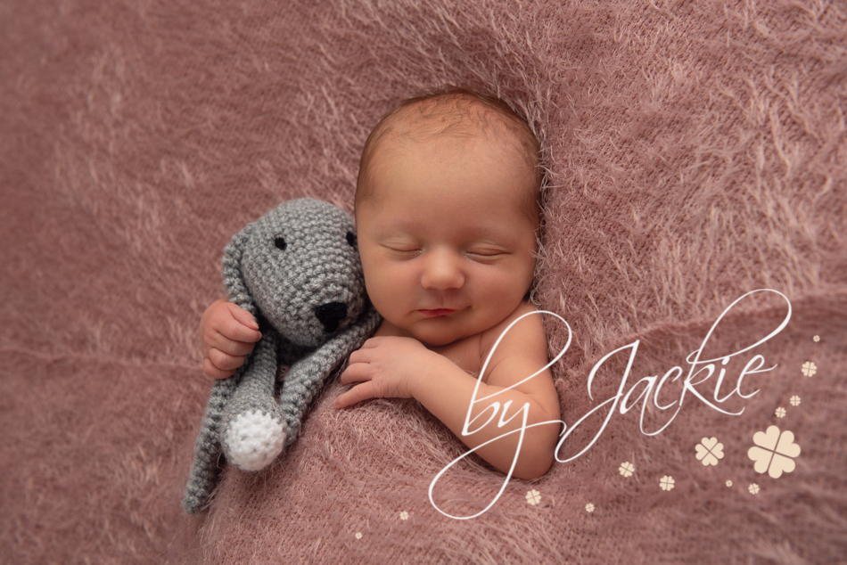 newborn baby girl with teddy photo by Babies By Jackie Photography, York, Leeds, Harrogate, Beverley