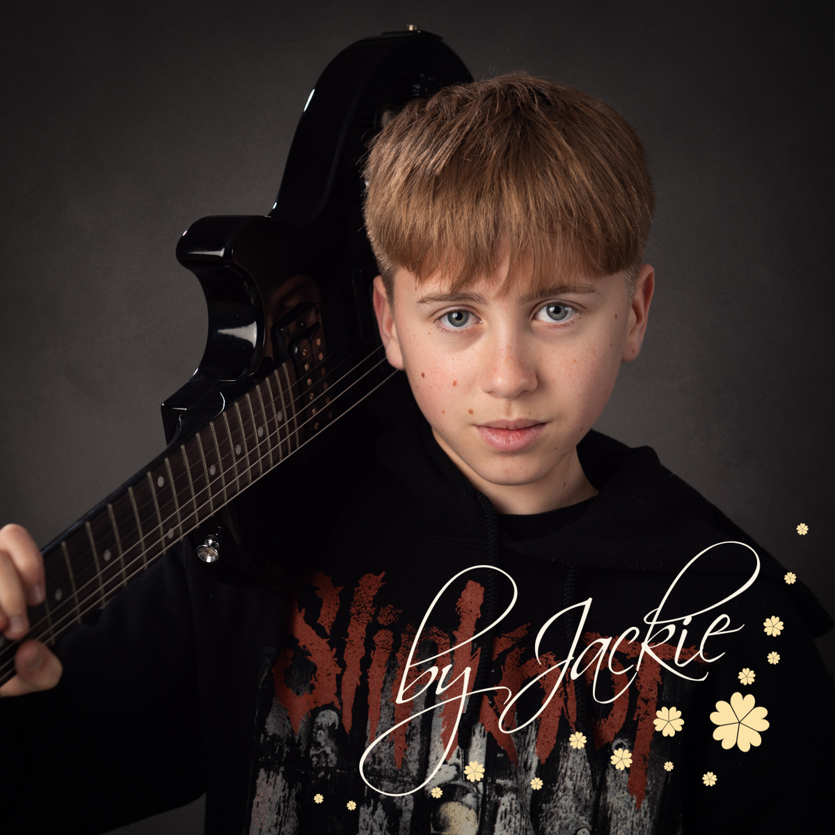 Teen Musician with Guitar Portrait by Babies by Jackie Photography