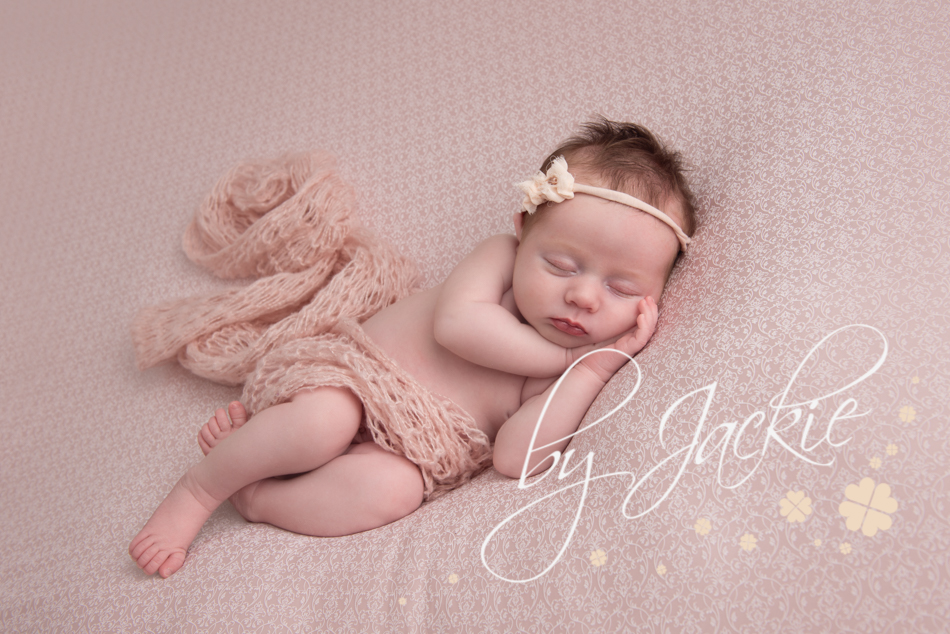 Pretty in pink, newborn baby girl portrait session with Babies By Jackie