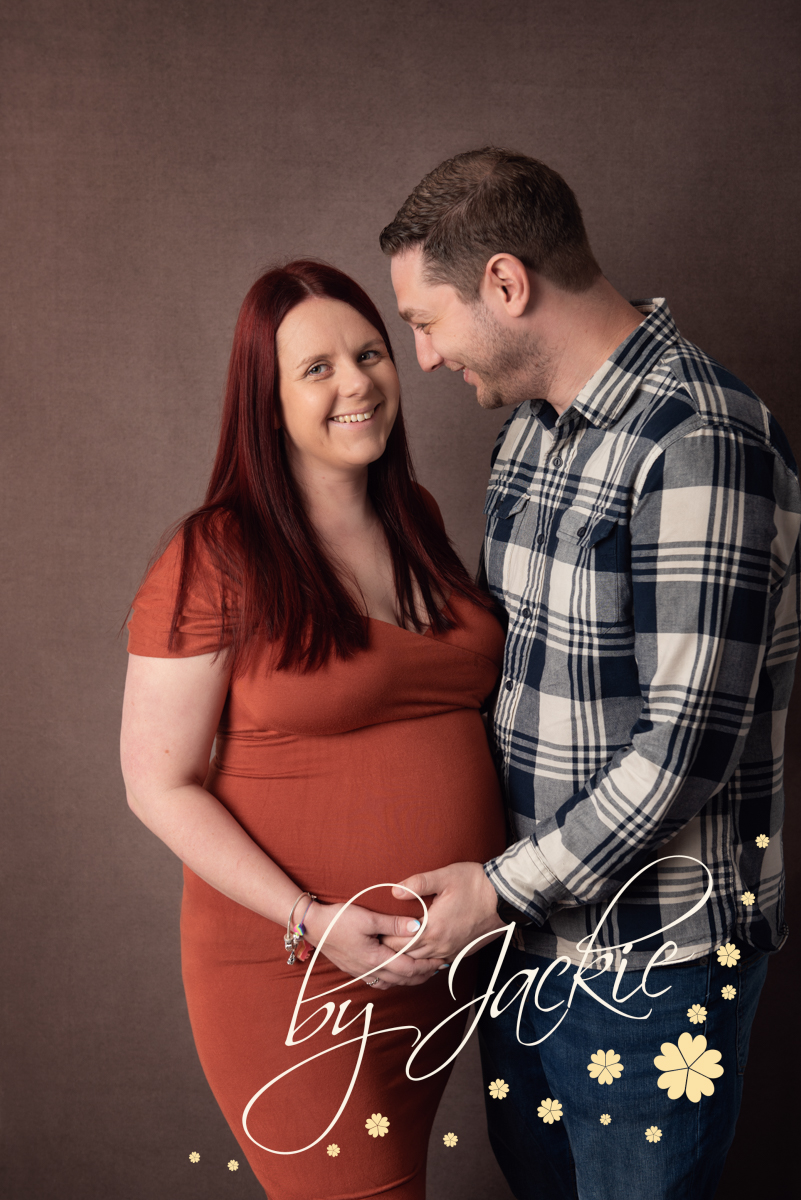 Mum to be with partner photographed by Babies By Jackie in Yorkshire UK