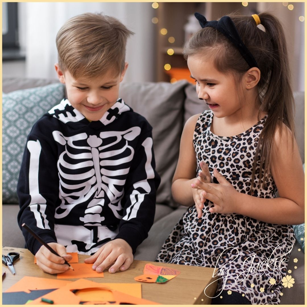 Kids enjoying Halloween crafts