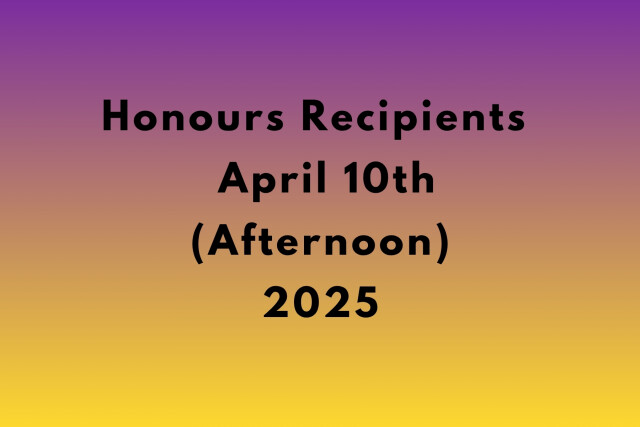 2026 Honours Recipients GOV HOUSE 10th April 2026 (PM)