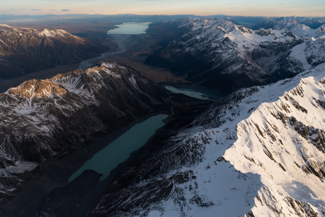 Sunset over Mt Cook's Glacial Lakes
