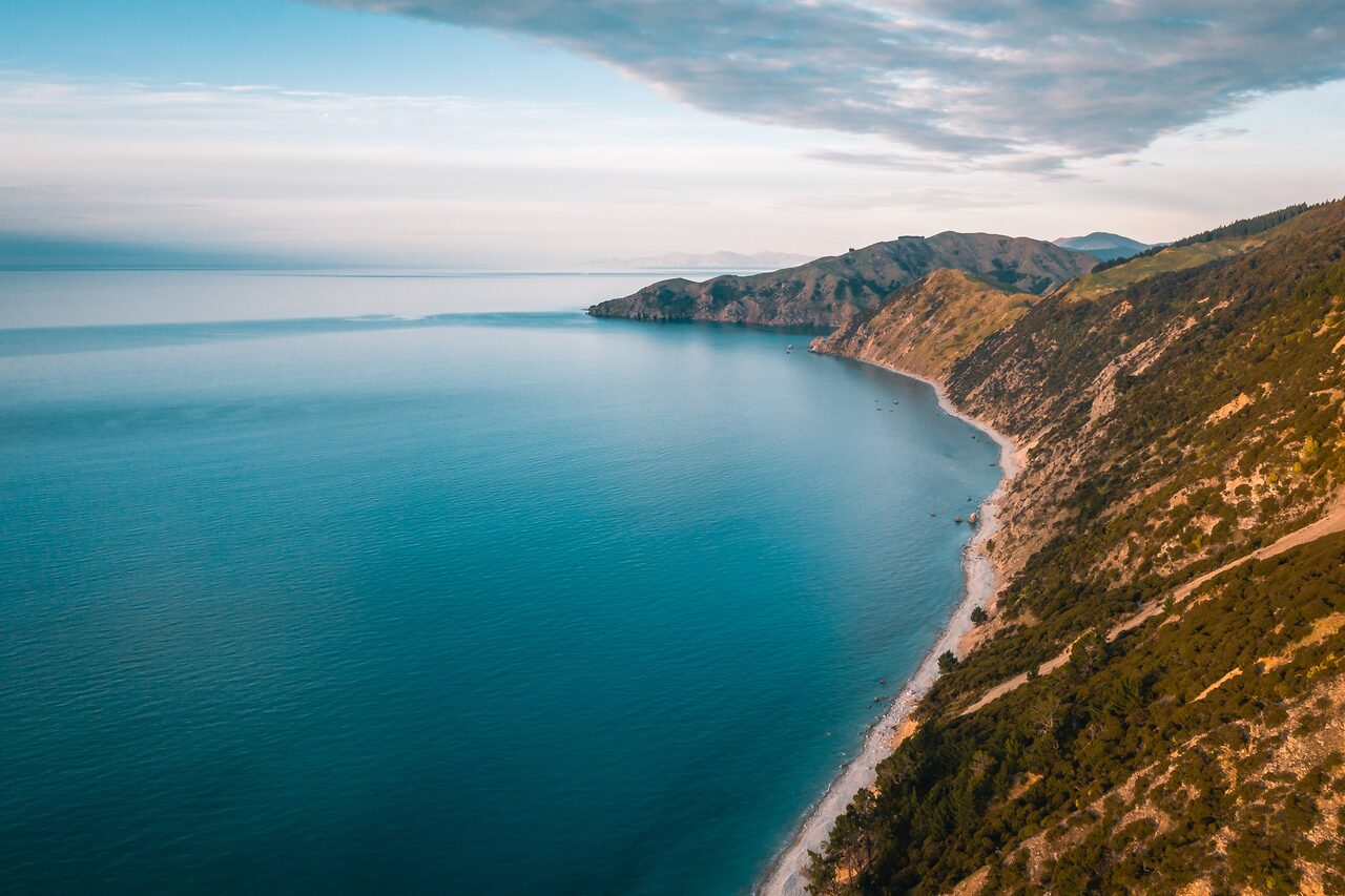Coastal cliffs and calm water, Nelson Tasman