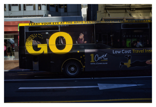 Passenger on bus, Central Wellington