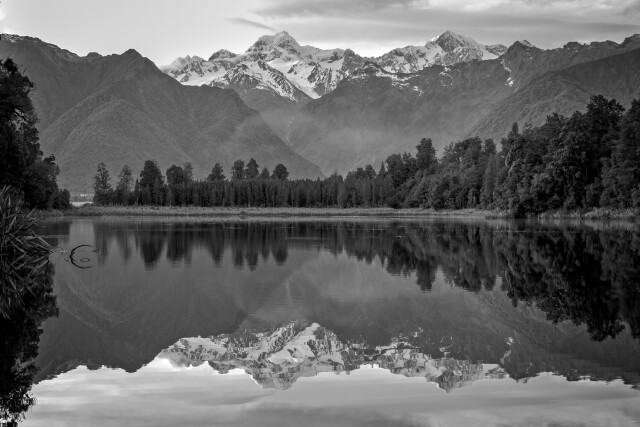 Aoraki/Mt Cook Reflection - Black and White