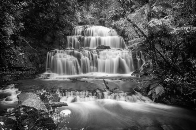 Purakaunui Falls - Black and White