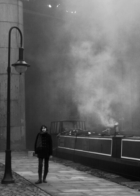 Canal Boat & Model, The Manchester Ship Canal, North West of England.